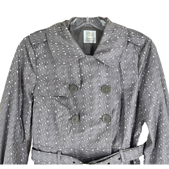 ORIGINAL PENGUIN GRAY PATTERENED TRENCH COAT - Picture 2 of 10